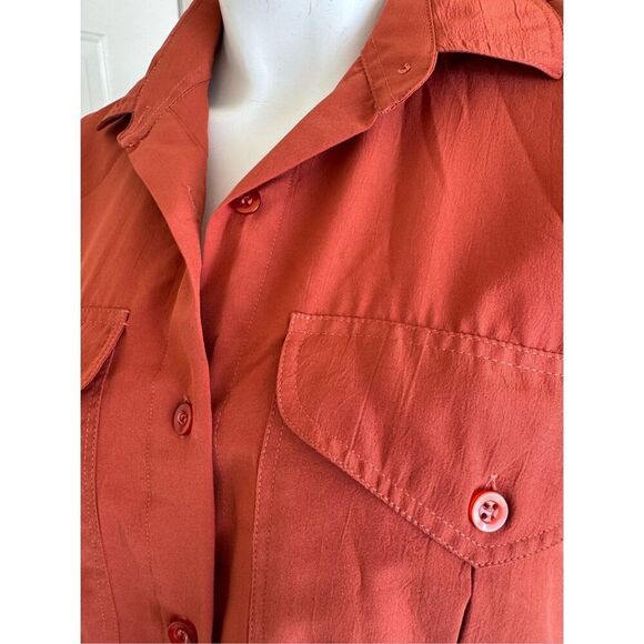 Ashleigh Morgan women’s M button up vintage 90s retro button up burnt orange - Picture 4 of 5